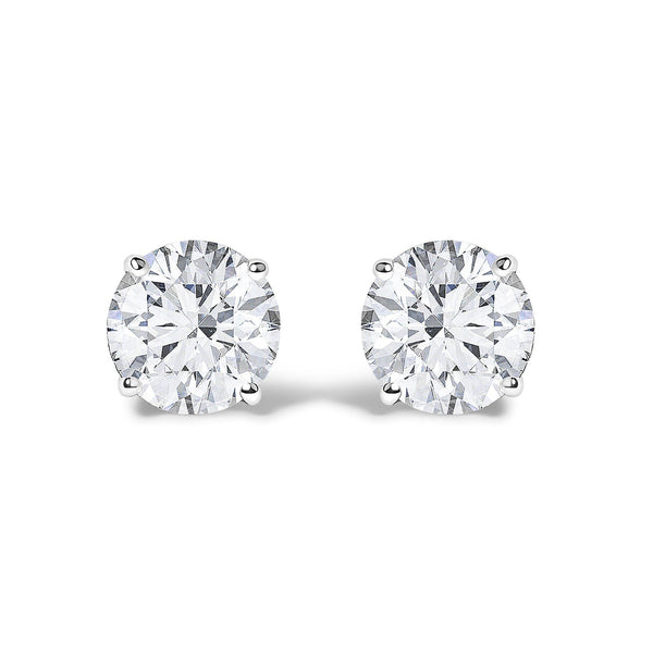 Round Lab-Grown Diamond Solitaire Stud Earrings with Push Backs in 14K Gold, photo 2