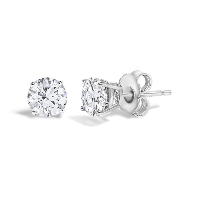 Round Lab-Grown Diamond Solitaire Stud Earrings with Push Backs in 14K Gold, photo 4