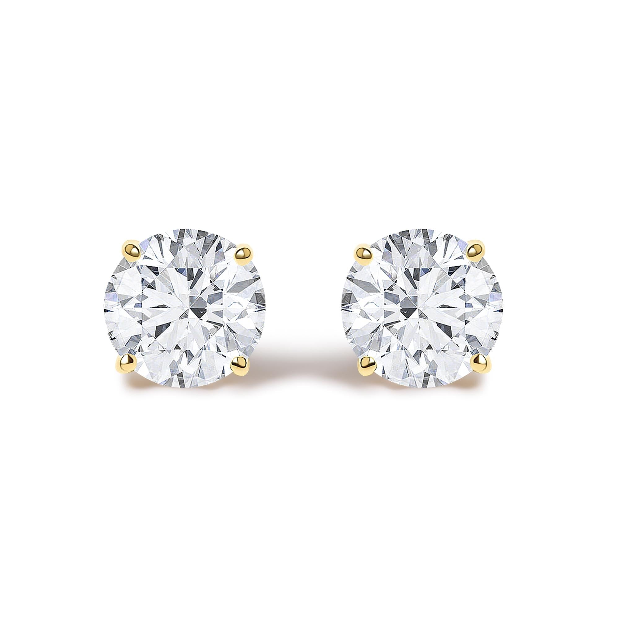 Round Lab-Grown Diamond Solitaire Stud Earrings with Push Backs in 14K Gold, photo 1