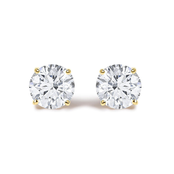 Round Lab-Grown Diamond Solitaire Stud Earrings with Push Backs in 14K Gold, photo 1