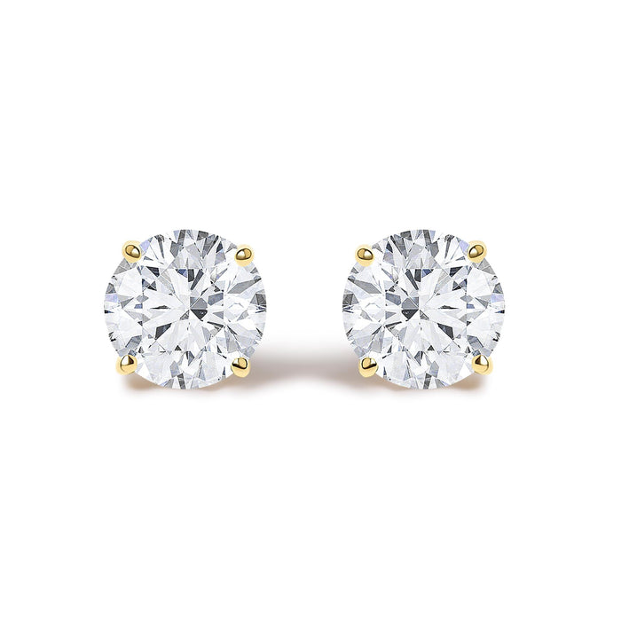 Round Lab-Grown Diamond Solitaire Stud Earrings with Push Backs in 14K Gold, photo 1