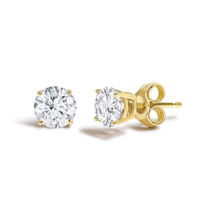 Round Lab-Grown Diamond Solitaire Stud Earrings with Push Backs in 14K Gold, photo 3