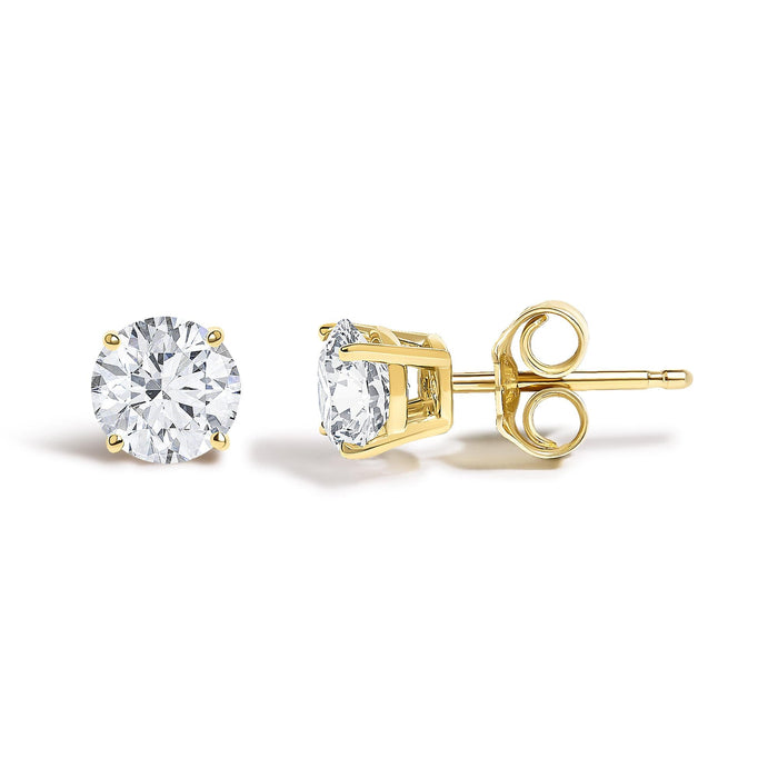 Round Lab-Grown Diamond Solitaire Stud Earrings with Push Backs in 14K Gold, photo 35