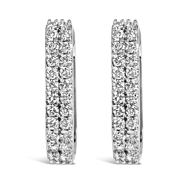 Aretes de aro Huggie de doble hilera con diamantes cultivados en laboratorio de 1/4 ct. p.t. en oro de 10K, foto 2