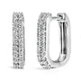 Aretes de aro Huggie de doble hilera con diamantes cultivados en laboratorio de 1/4 ct. p.t. en oro de 10K, foto 4