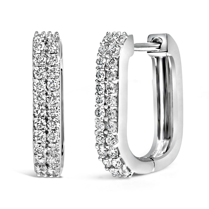 Aretes de aro Huggie de doble hilera con diamantes cultivados en laboratorio de 1/4 ct. p.t. en oro de 10K, foto 4