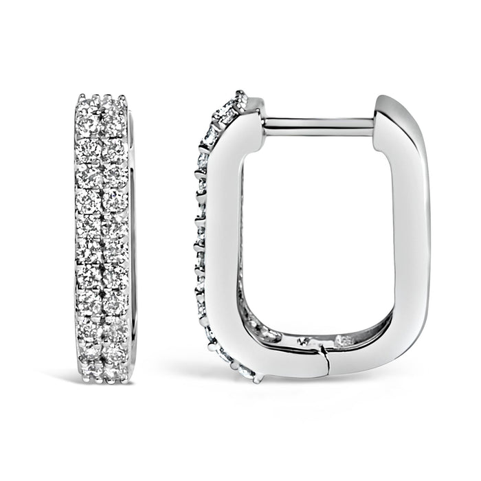 Aretes de aro Huggie de doble hilera con diamantes cultivados en laboratorio de 1/4 ct. p.t. en oro de 10K, foto 8