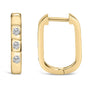 Aretes de aro Huggie ovalados de tres piedras con diamantes cultivados en laboratorio de 1/10 ct. p.t. en oro de 10K, foto 7