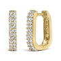 Aretes de aro Huggie de doble hilera con diamantes cultivados en laboratorio de 1/4 ct. p.t. en oro de 10K, foto 3