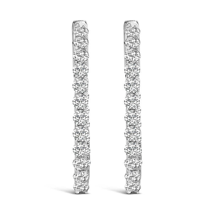 Aretes de aro con diamantes ovalados cultivados en laboratorio de 1 ct. p.t. en oro de 14K, foto 2