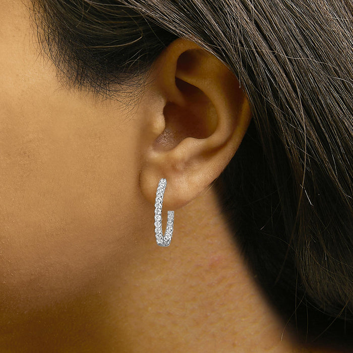 Aretes de aro con diamantes ovalados cultivados en laboratorio de 1 ct. p.t. en oro de 14K, foto 6