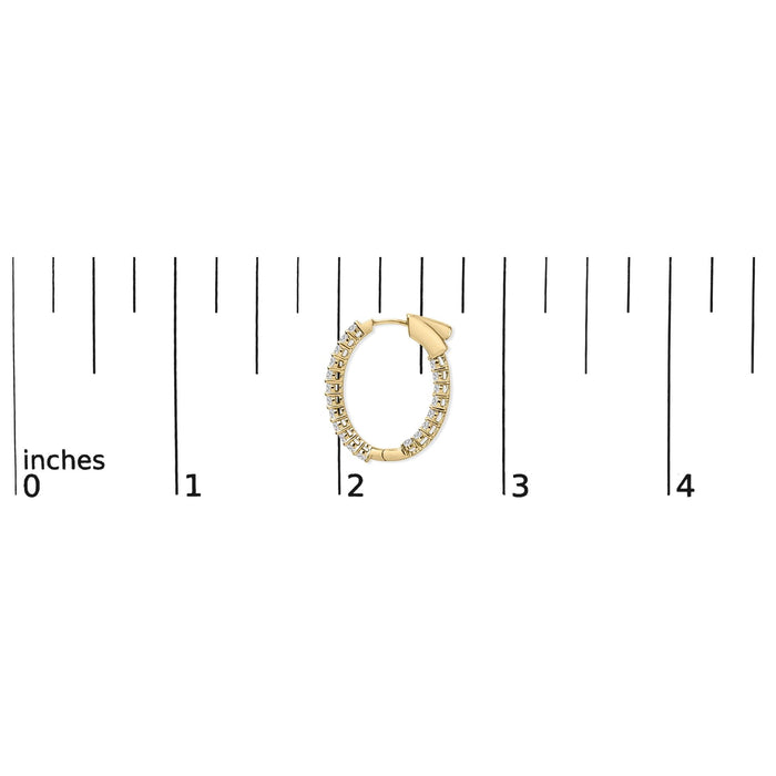 Aretes de aro con diamantes ovalados cultivados en laboratorio de 1 ct. p.t. en oro de 14K, foto 9