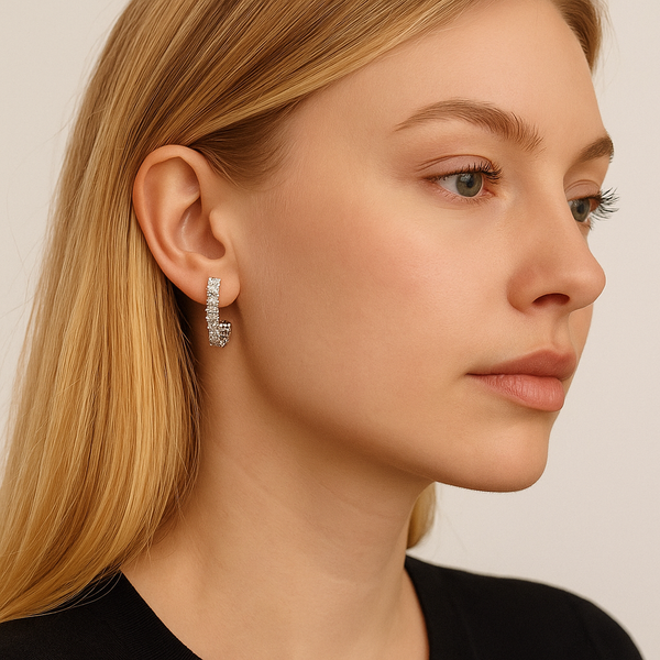 Elara Cubic Zirconia J Hoop Earrings, photo 2