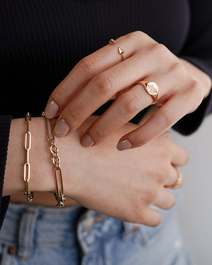 Pulsera de cadena Paper Clip alargada en oro de 14K, foto 6
