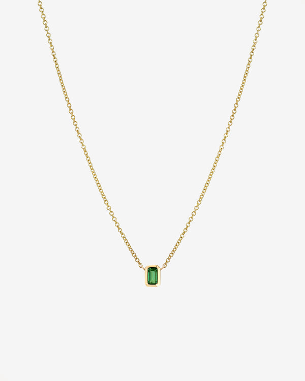 14K Gold Emerald Cut Emerald Bezel Necklace, photo 1