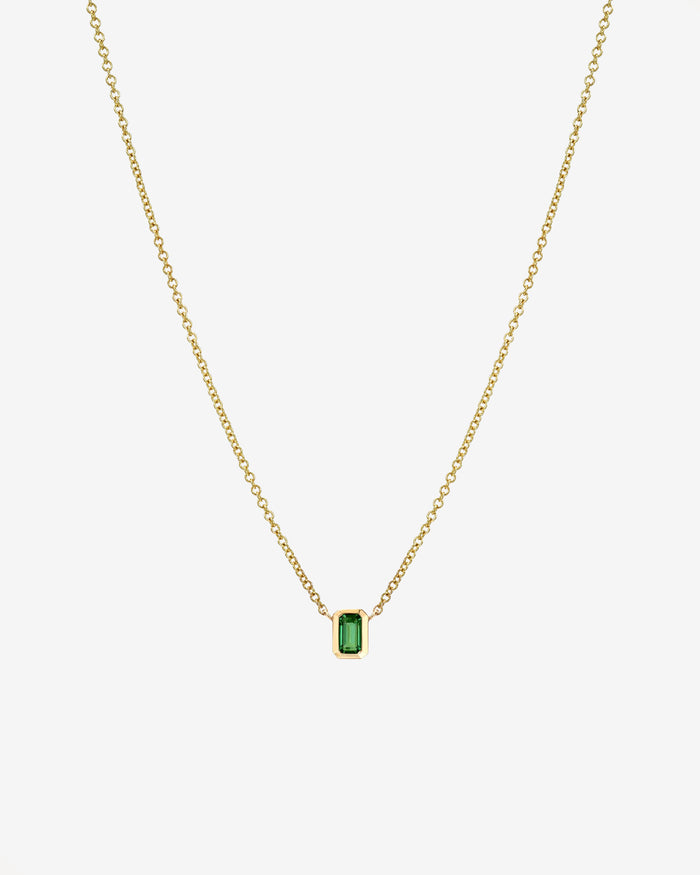 Collar de esmeralda talla esmeralda en bisel en oro de 14K, foto 1