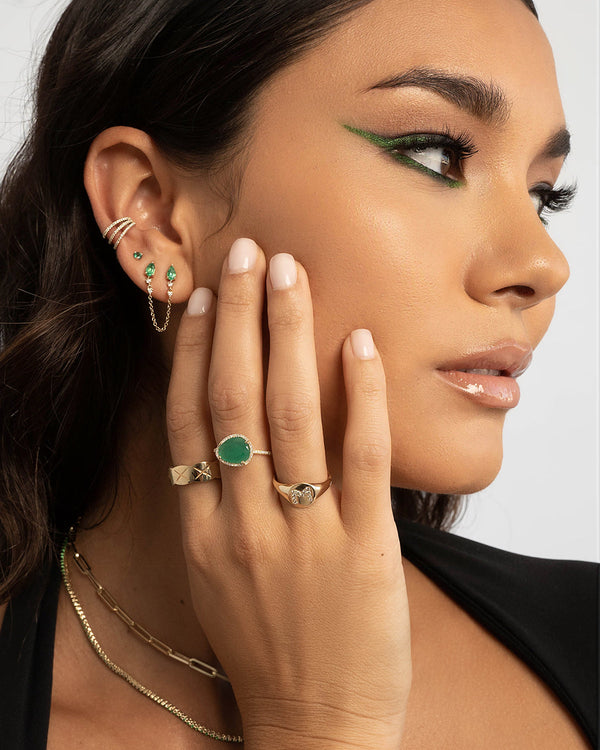 14K Gold Diamond Emerald Ring, photo 2