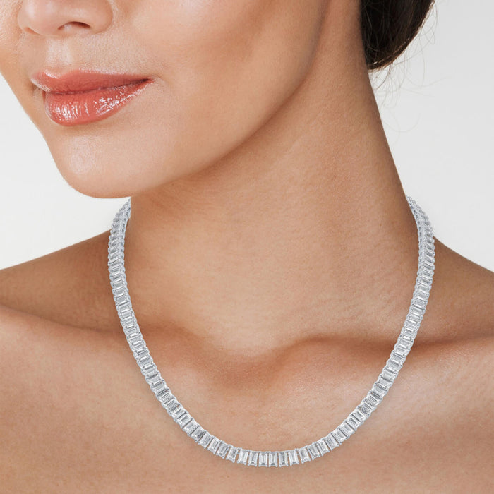 30 CTW Lab-Created Moissanite Necklace in Gold-Plated Silver, photo 2