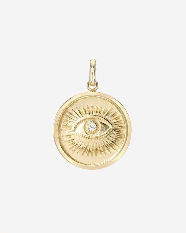 Dije medallón de ojo con diamante en oro de 14K, foto 1