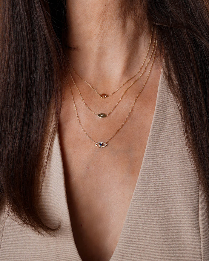 Collar de ojo turco con diamantes y zafiro en oro de 14K, foto 6