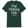 Dog Walking Club Tee in forrest green / white print