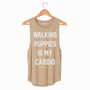 Walking Puppies is My Cardio Women's Sleeveless Tank in beige