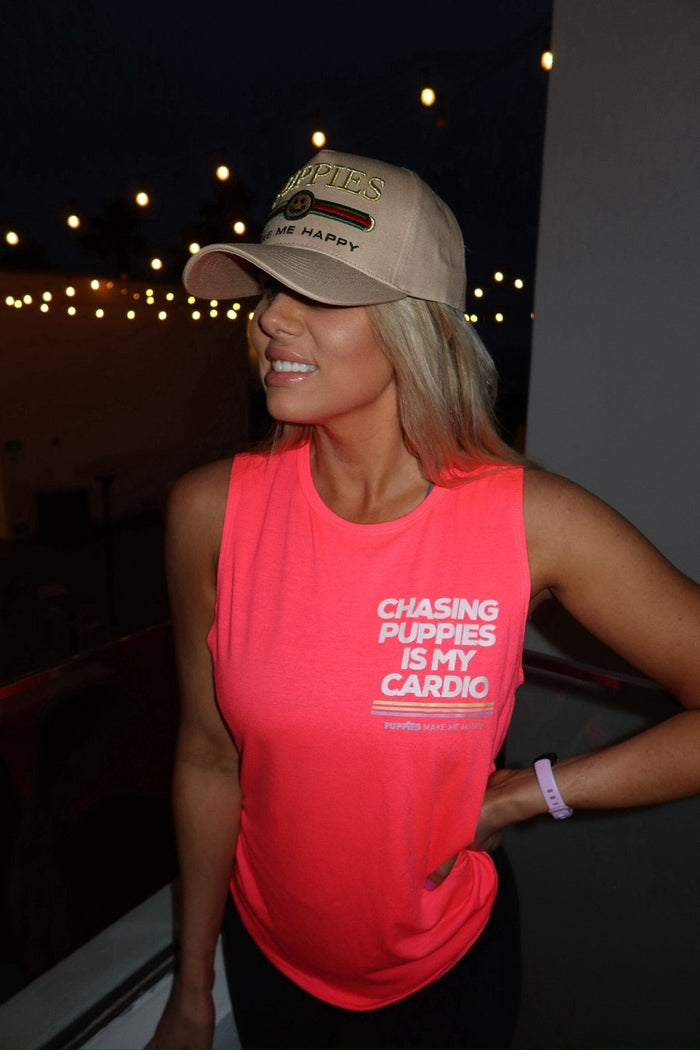 Chasing Puppies is My Cardio Women's Sleeveless Tank in hot pink