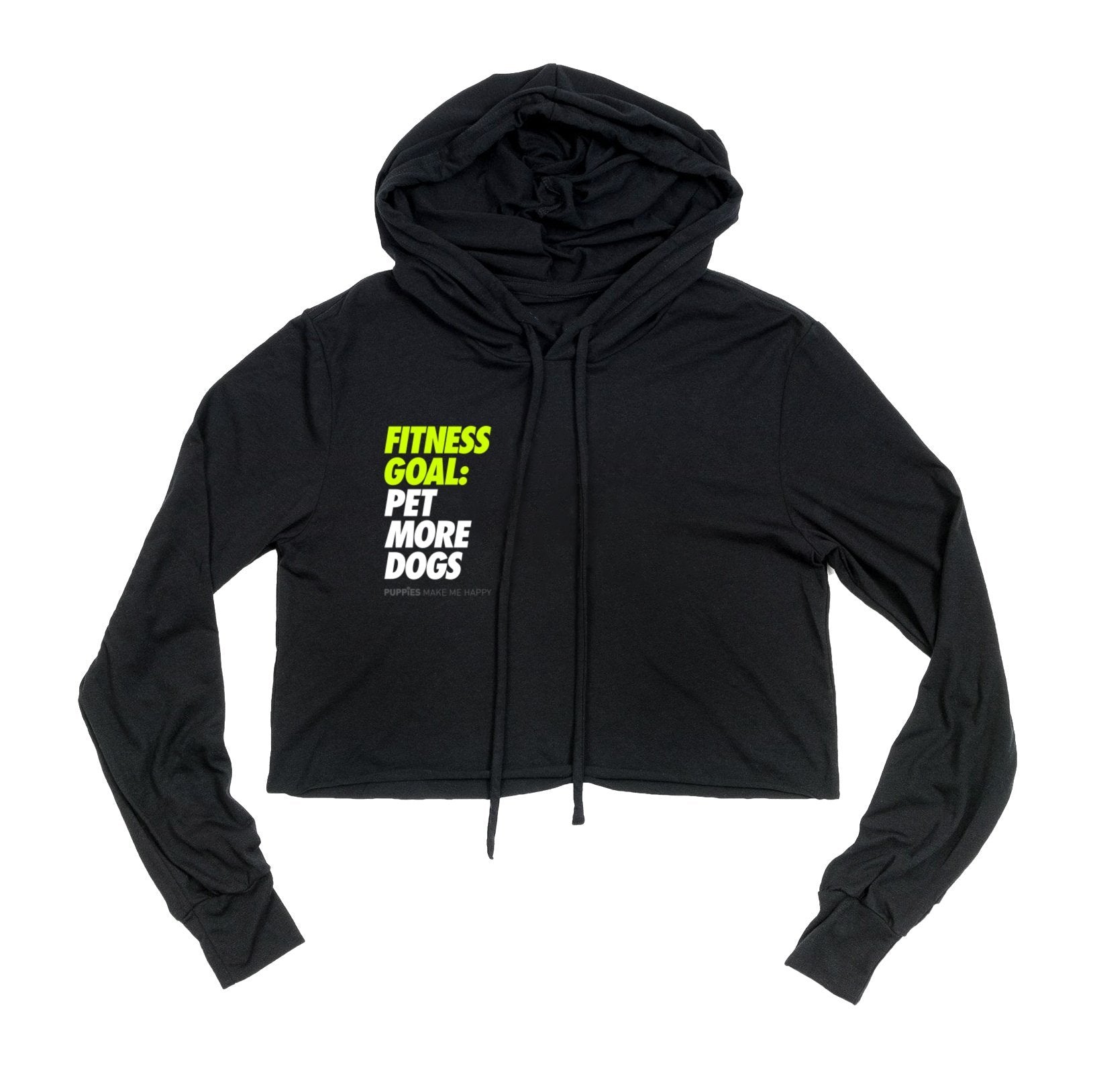 Fitness Goals: Pet More Dogs Crop Hoodie in black