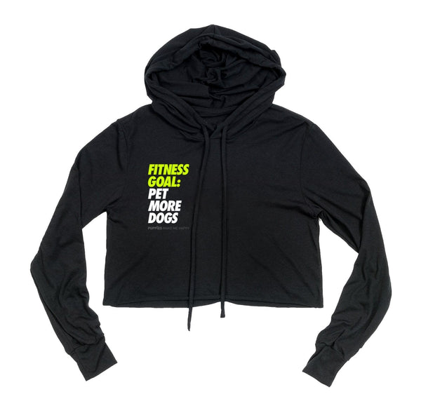 Fitness Goals: Pet More Dogs Crop Hoodie in black