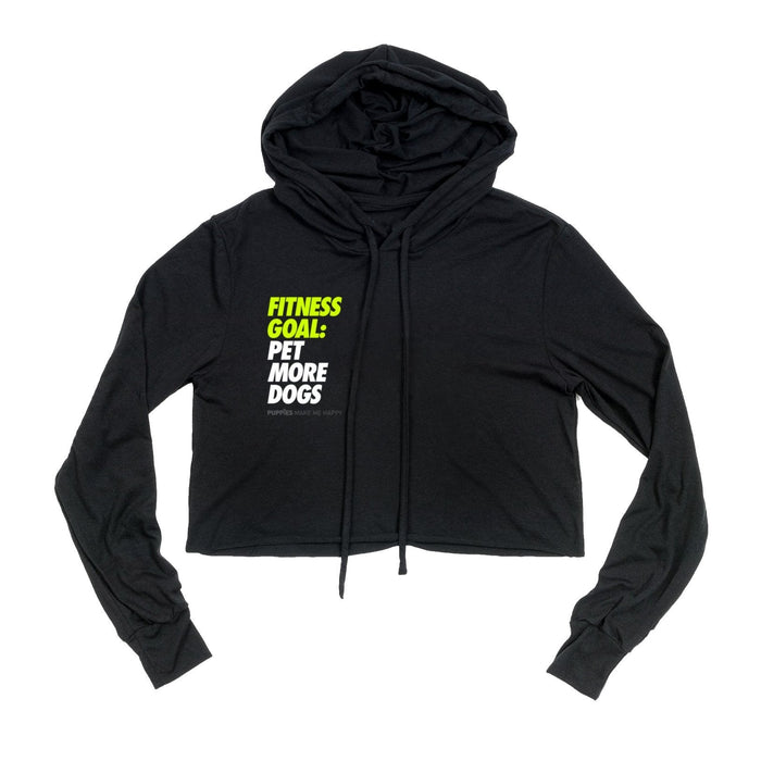 Fitness Goals: Pet More Dogs Crop Hoodie in black
