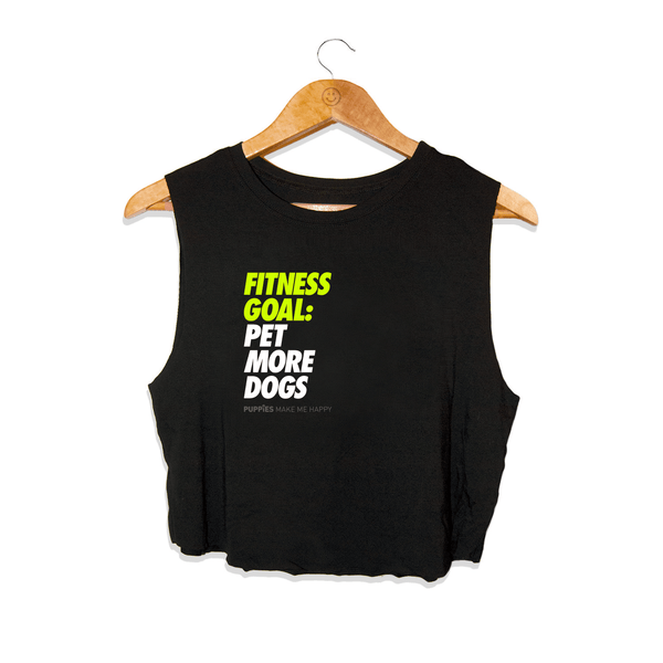 Fitness Goals: Pet More Dogs Crop Top in black