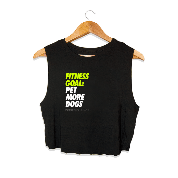 Fitness Goals: Pet More Dogs Crop Top in black