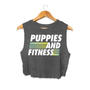 Puppies and Fitness Club Logo Crop Tank in charcoal