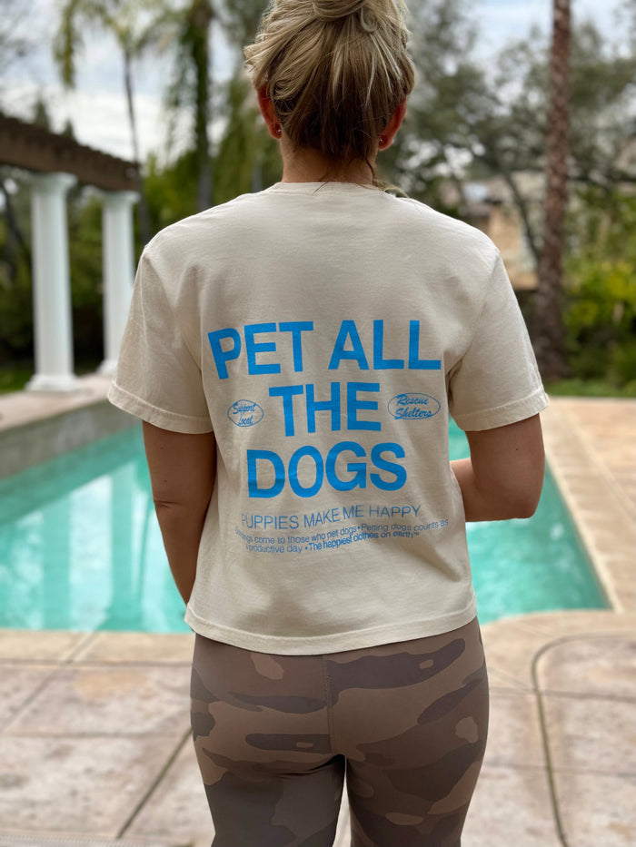 Pet All The Dogs Unisex Tee in puppies soft ivory