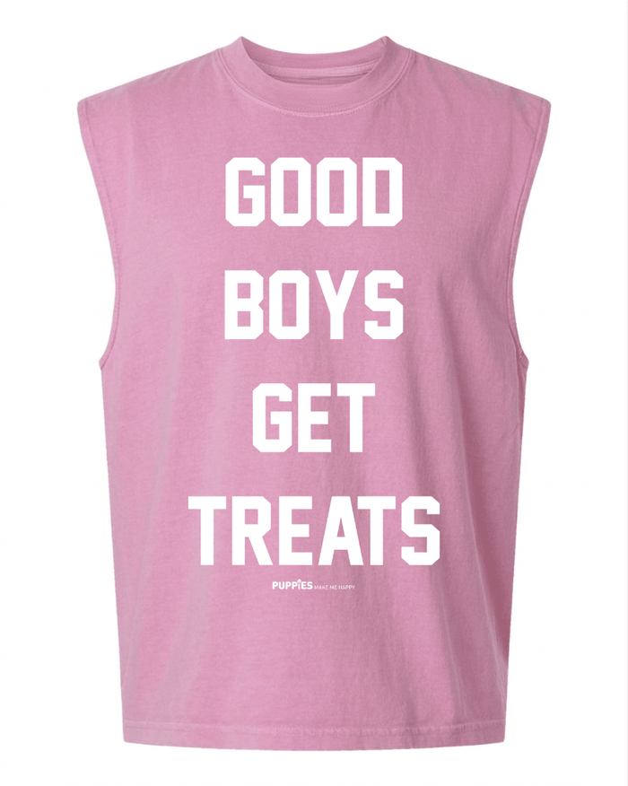 Good Boys Get Treats Muscle Tank in faded pink