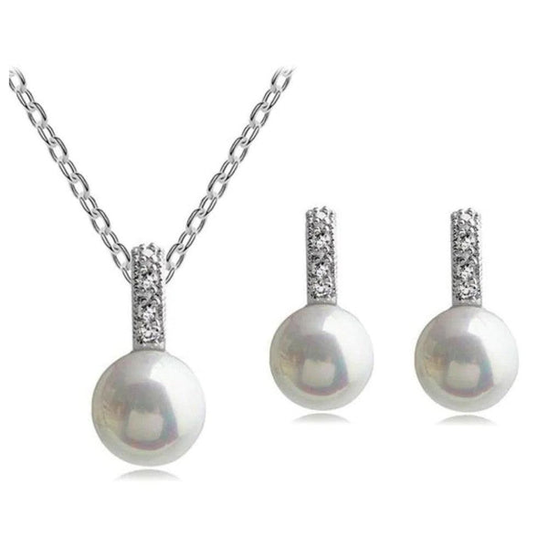 Faux Pearl Necklace and Earring Set, photo 1