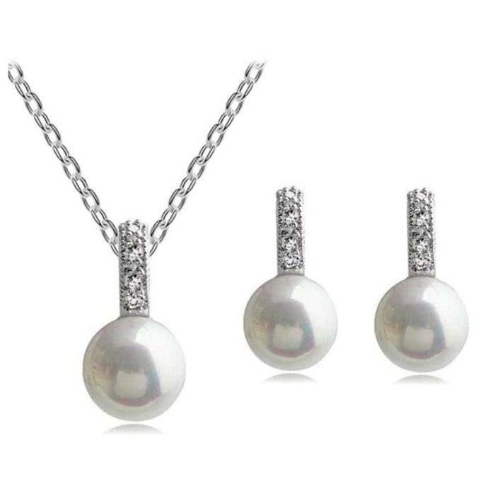 Faux Pearl Necklace and Earring Set, photo 1