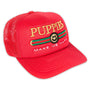Pup Lux Metallic Gold Puff Embroidery Trucker Hat in red