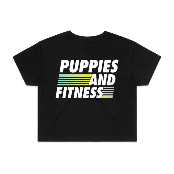 Puppies Fitness Club Logo Crop Tee in black