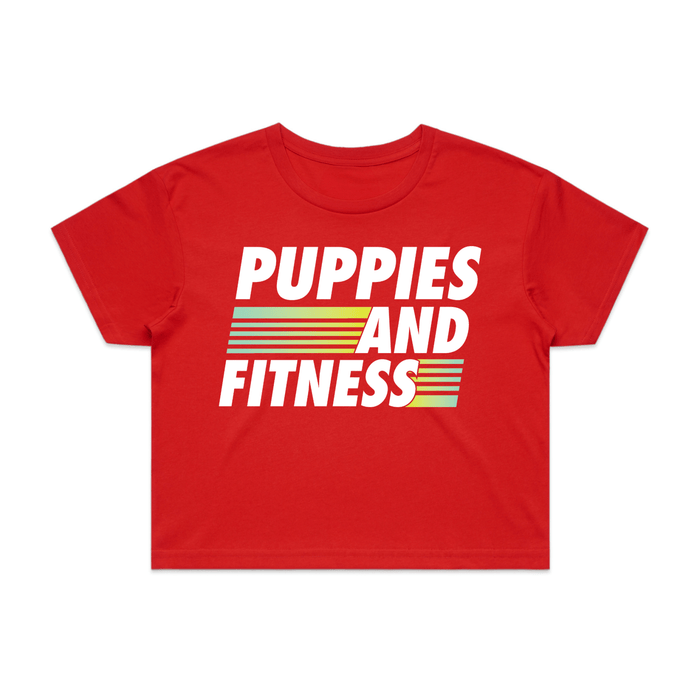 Puppies Fitness Club Logo Crop Tee in red