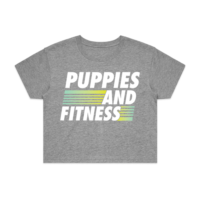 Puppies Fitness Club Logo Crop Tee in sport grey