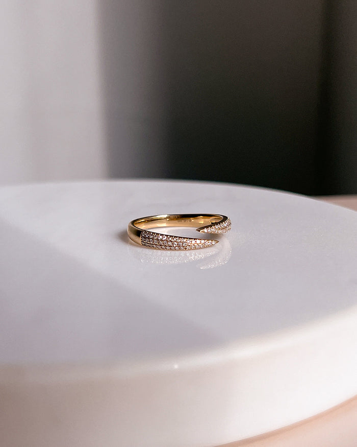 14K Gold Pave Diamond Spike Claw Ring, photo 7