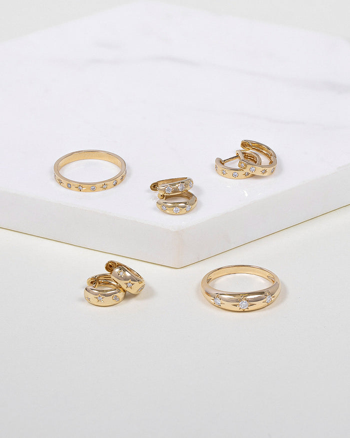 Anillo de cúpula Starburst en oro de 14K, foto 10