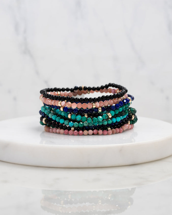14K Gold Blue Lapis Segment Bead Bracelet, photo 5