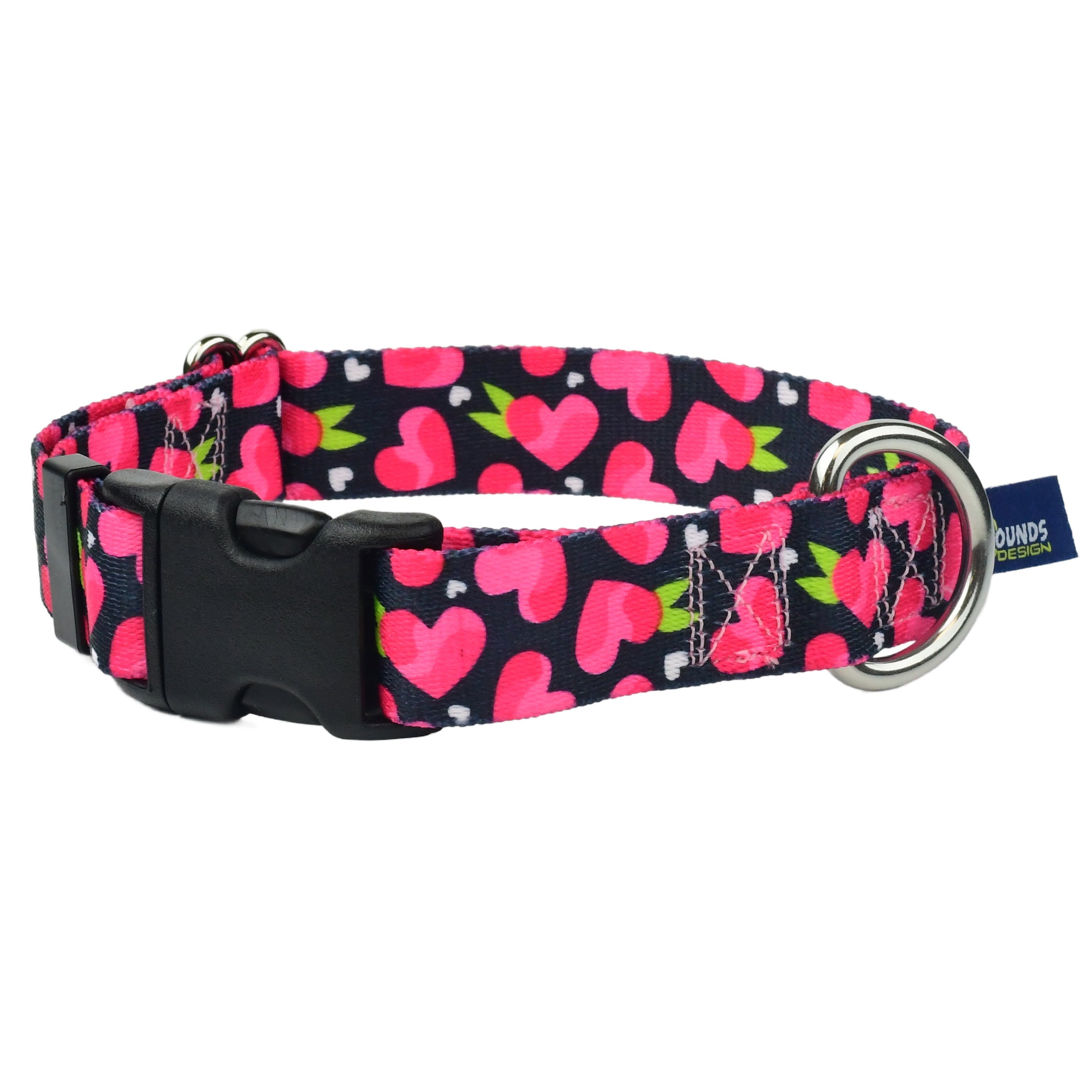 Collar martingala con hebilla para perro Fruity Hearts EarthStyle, solo 1 pulg., foto 1