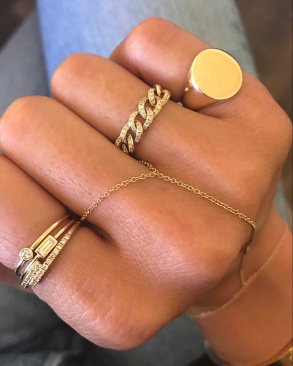 14K Gold Single Bezel Diamond Hand Chain, photo 3
