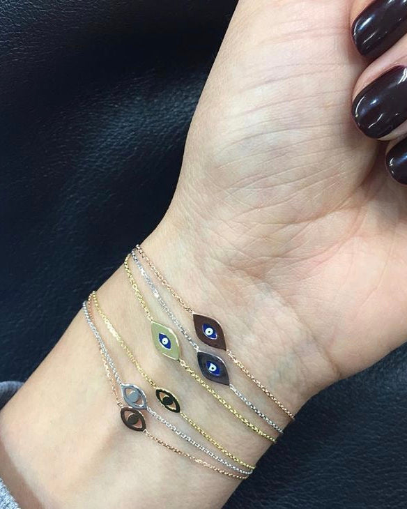 Pulsera con mini ojo turco en oro de 14K, foto 7