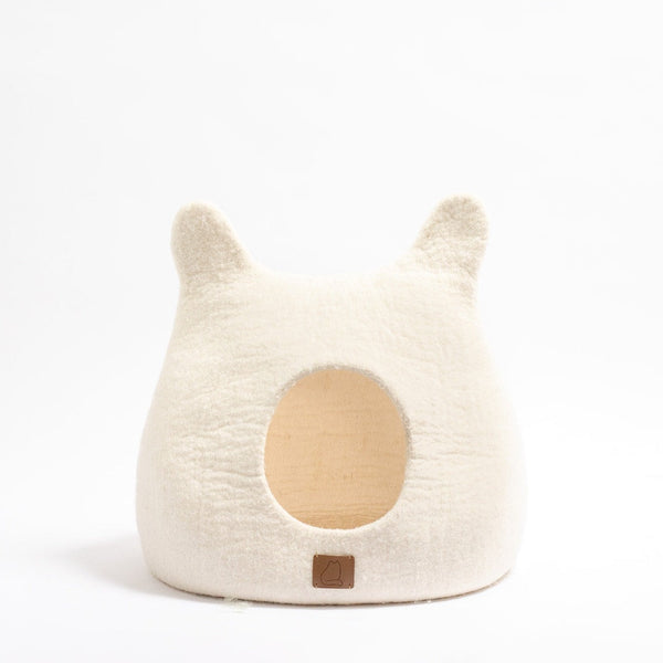 Felted Wool Cat Cave with Ears, Snow White, photo 4