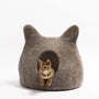 Felted Wool Cat Cave with Ears, Earth Brown, photo 2