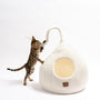 Cueva de fieltro de lana para gatos con cola, Blanco nieve, foto 5